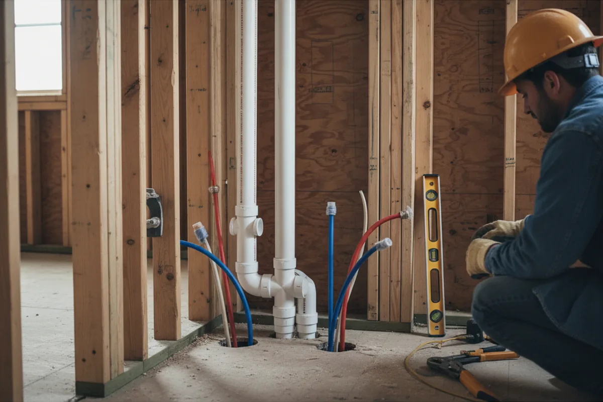 Drain and supply rough-in during Drain Cleaning in Douglass